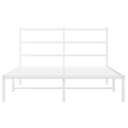 White Metal Bed Frame with Headboard 140x190cm - No Mattress