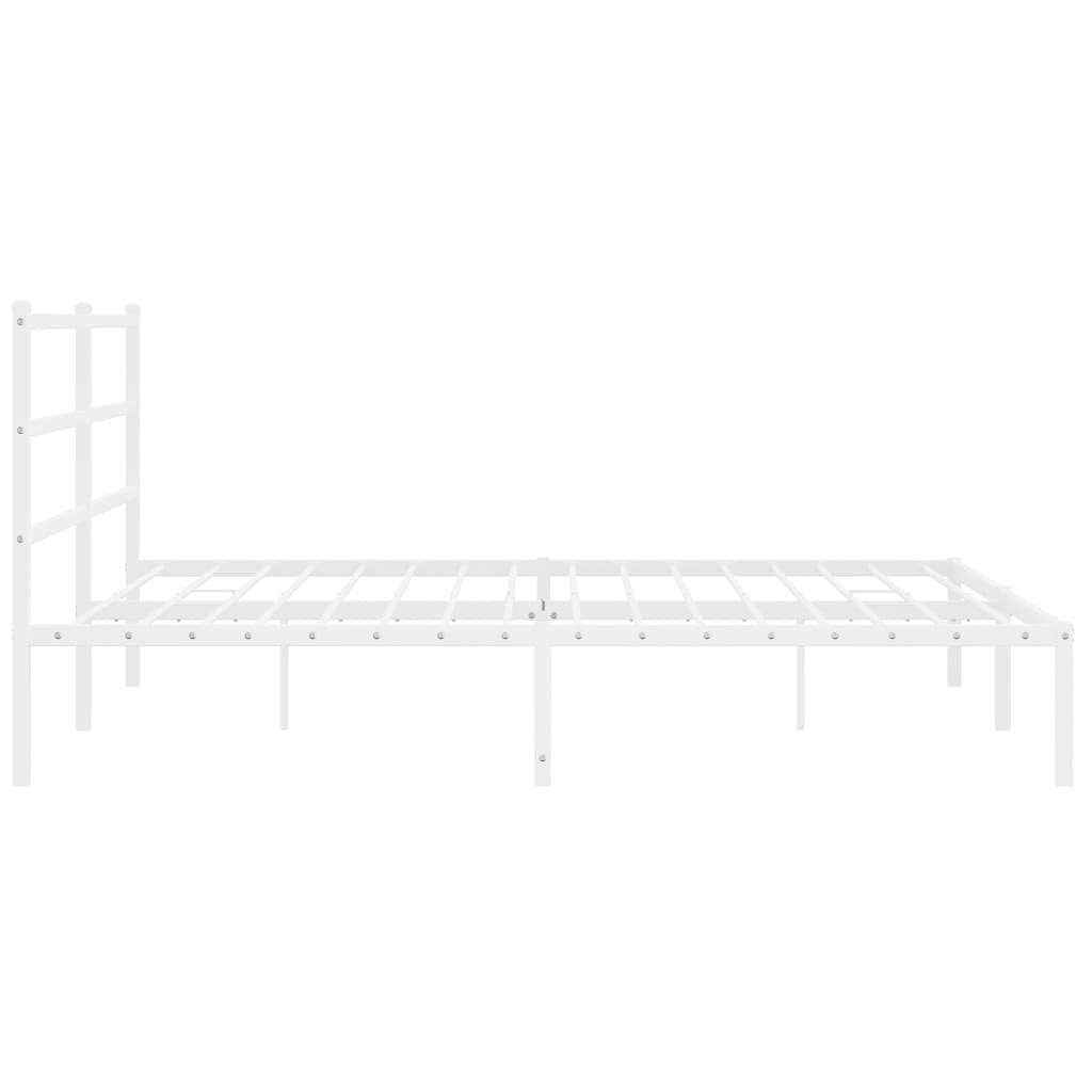 White Metal Bed Frame with Headboard 183x213cm - No Mattress Included
