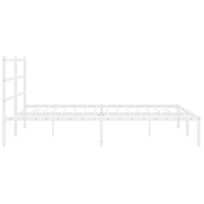 White Metal Bed Frame with Headboard 183x213cm - No Mattress Included