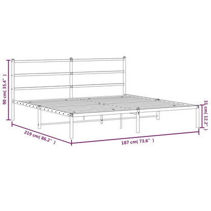 White Metal Bed Frame with Headboard 183x213cm - No Mattress Included