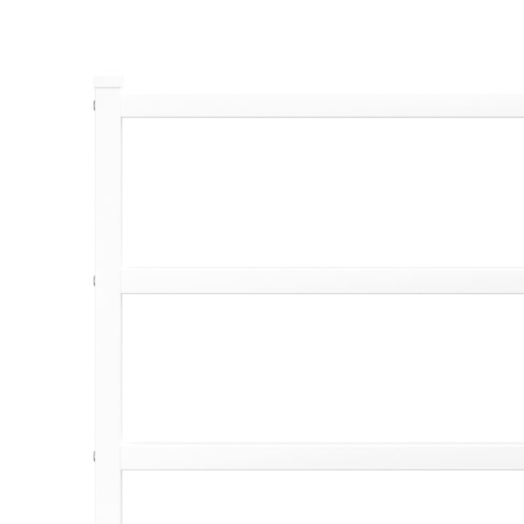 White Metal Bed Frame with Headboard - 193x203cm, No Mattress