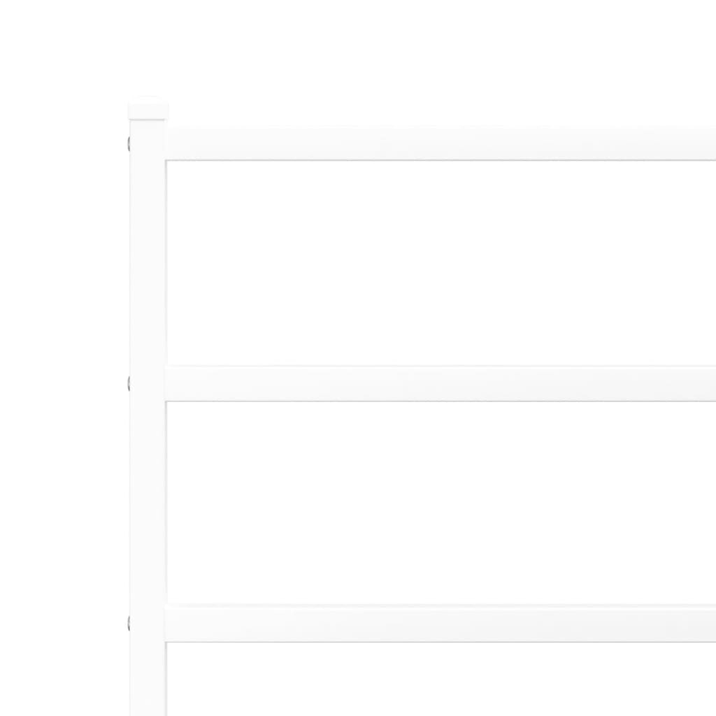 White Metal Bed Frame 200x200cm with Headboard - No Mattress