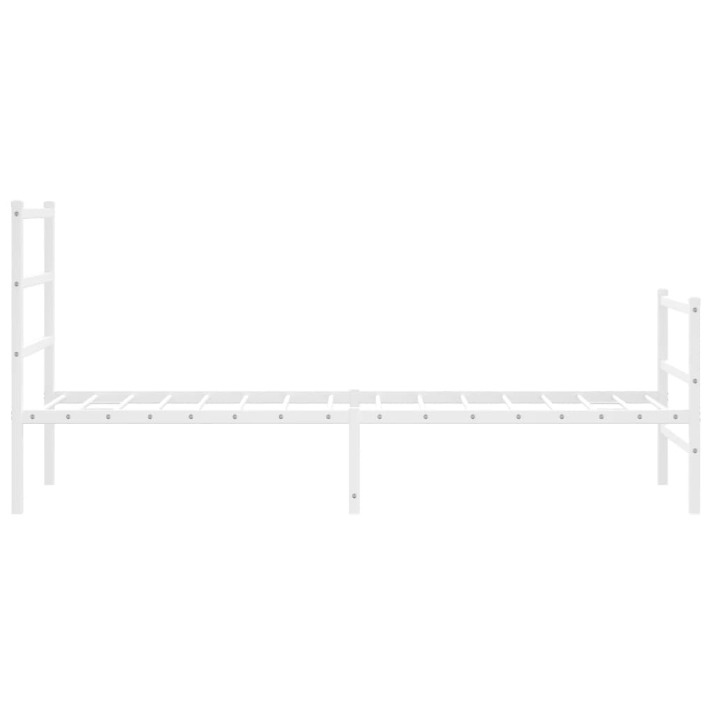 Elegant White Metal Bed Frame with Footboard, 80x200cm