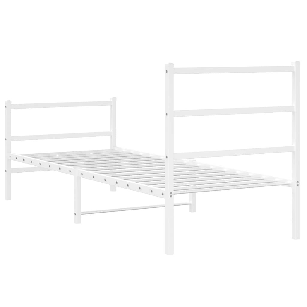 Elegant White Metal Bed Frame with Footboard, 80x200cm