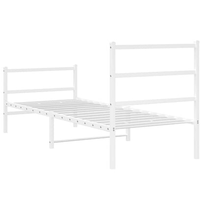 Elegant White Metal Bed Frame with Footboard, 80x200cm