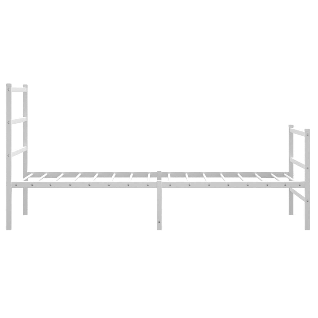 White Metal Bed Frame with Footboard 90x200cm - No Mattress