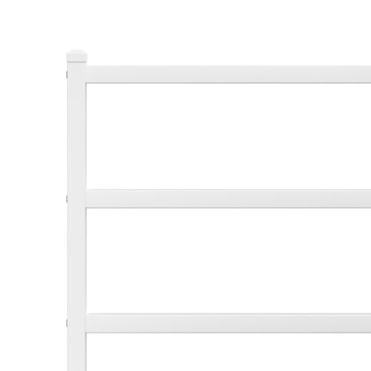 White Metal Bed Frame with Footboard 90x200cm - No Mattress