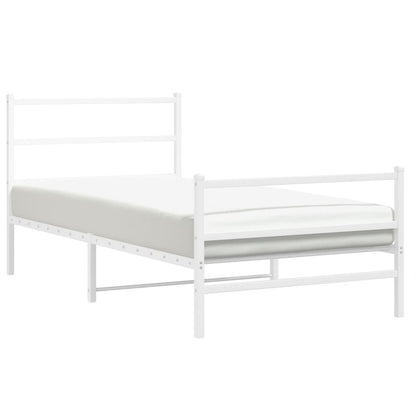White Metal Bed Frame with Footboard, 107x203cm - No Mattress