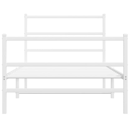 White Metal Bed Frame with Footboard, 107x203cm - No Mattress