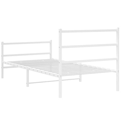 White Metal Bed Frame with Footboard, 107x203cm - No Mattress