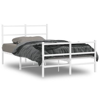 White Metal Bed Frame with Footboard, 120x190cm - No Mattress