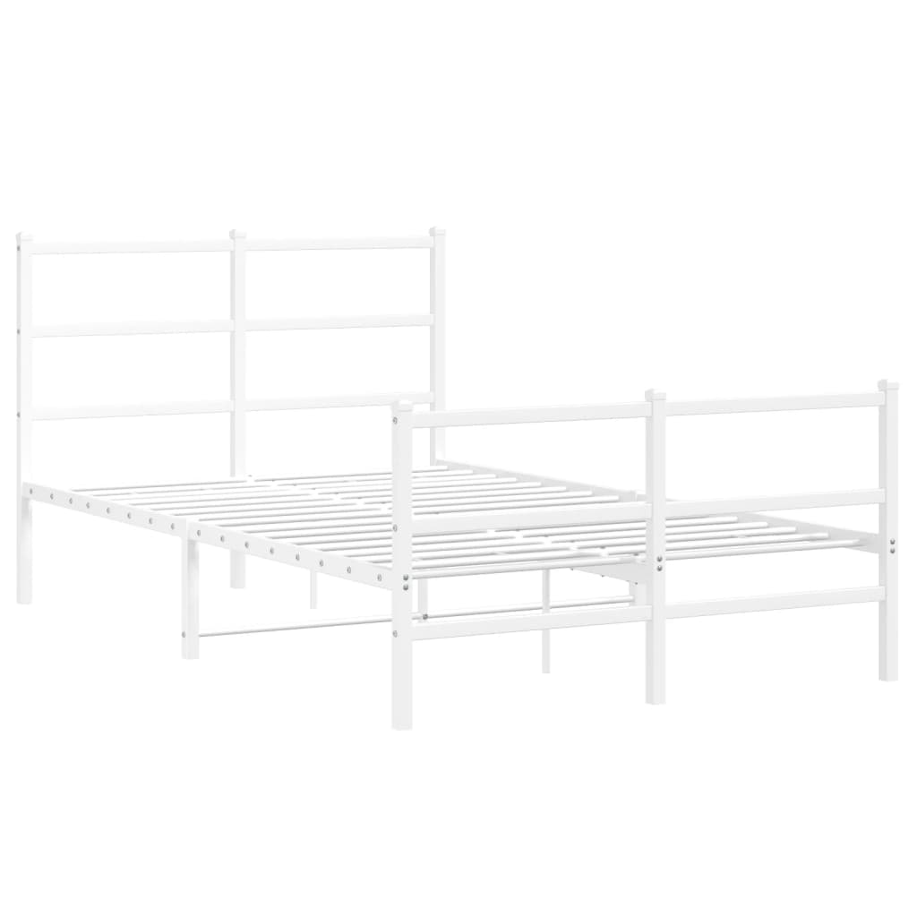 White Metal Bed Frame with Footboard, 120x190cm - No Mattress