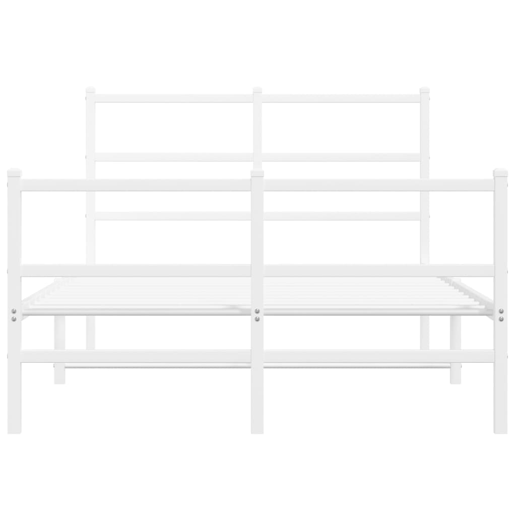 White Metal Bed Frame with Footboard, 120x190cm - No Mattress