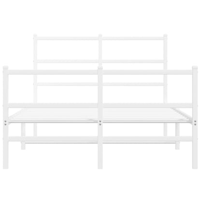 White Metal Bed Frame with Footboard, 120x190cm - No Mattress