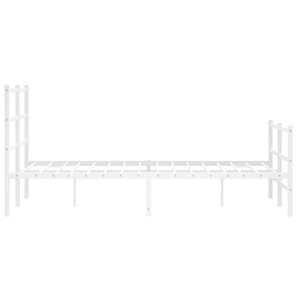 White Metal Bed Frame with Footboard, 120x190cm - No Mattress