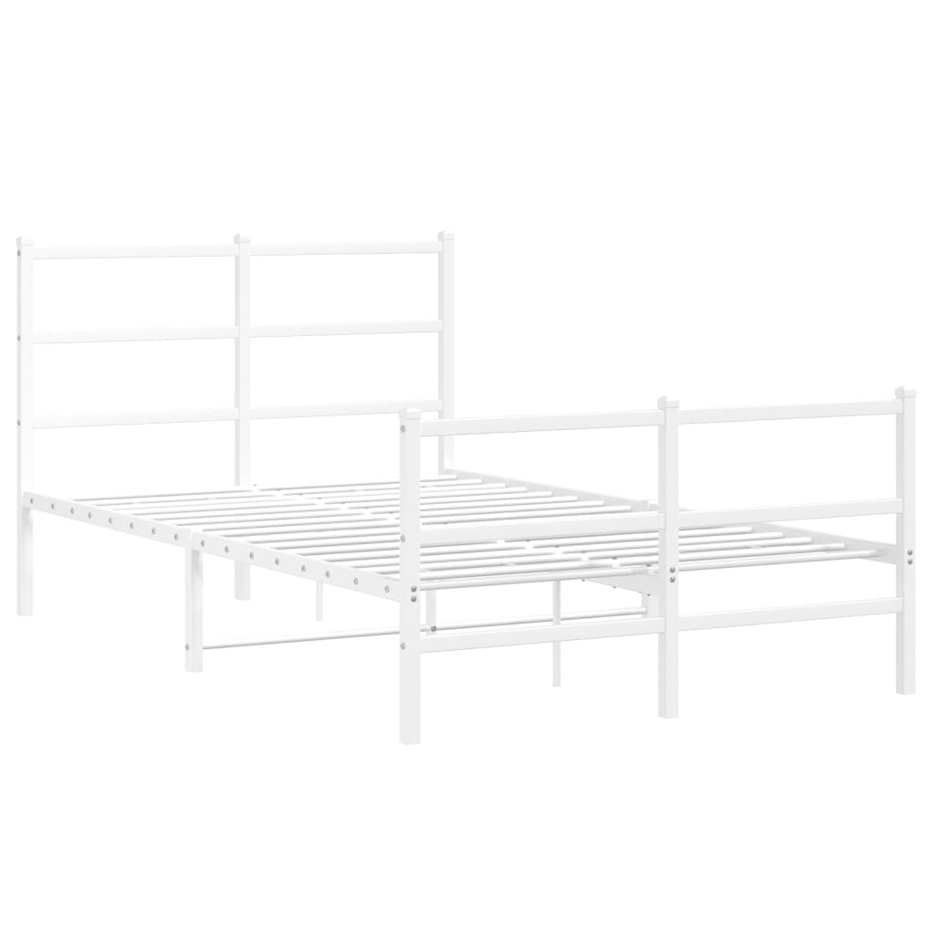 White Metal Bed Frame with Footboard 120x200cm - No Mattress