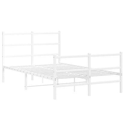 White Metal Bed Frame with Footboard 120x200cm - No Mattress