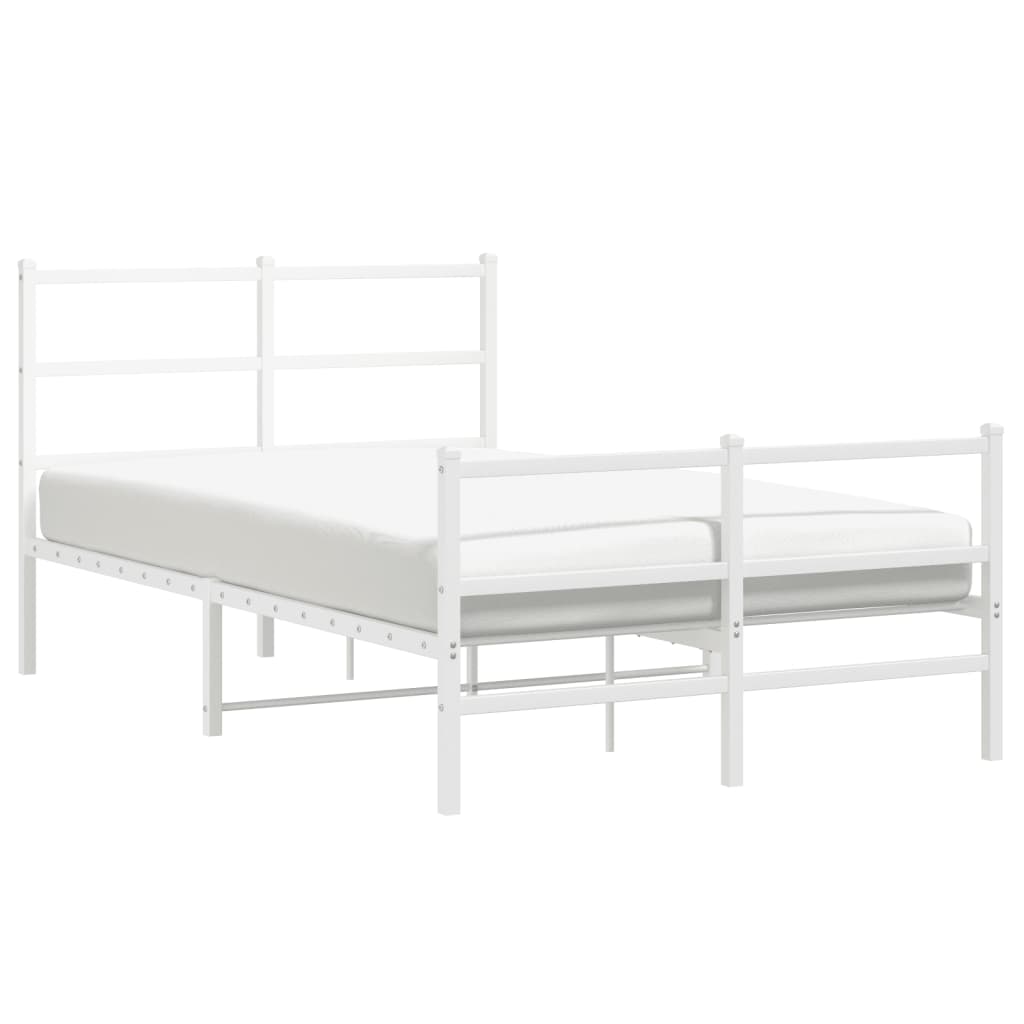 White Metal Bed Frame with Footboard 120x200cm - No Mattress