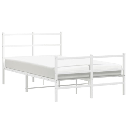 White Metal Bed Frame with Footboard 120x200cm - No Mattress