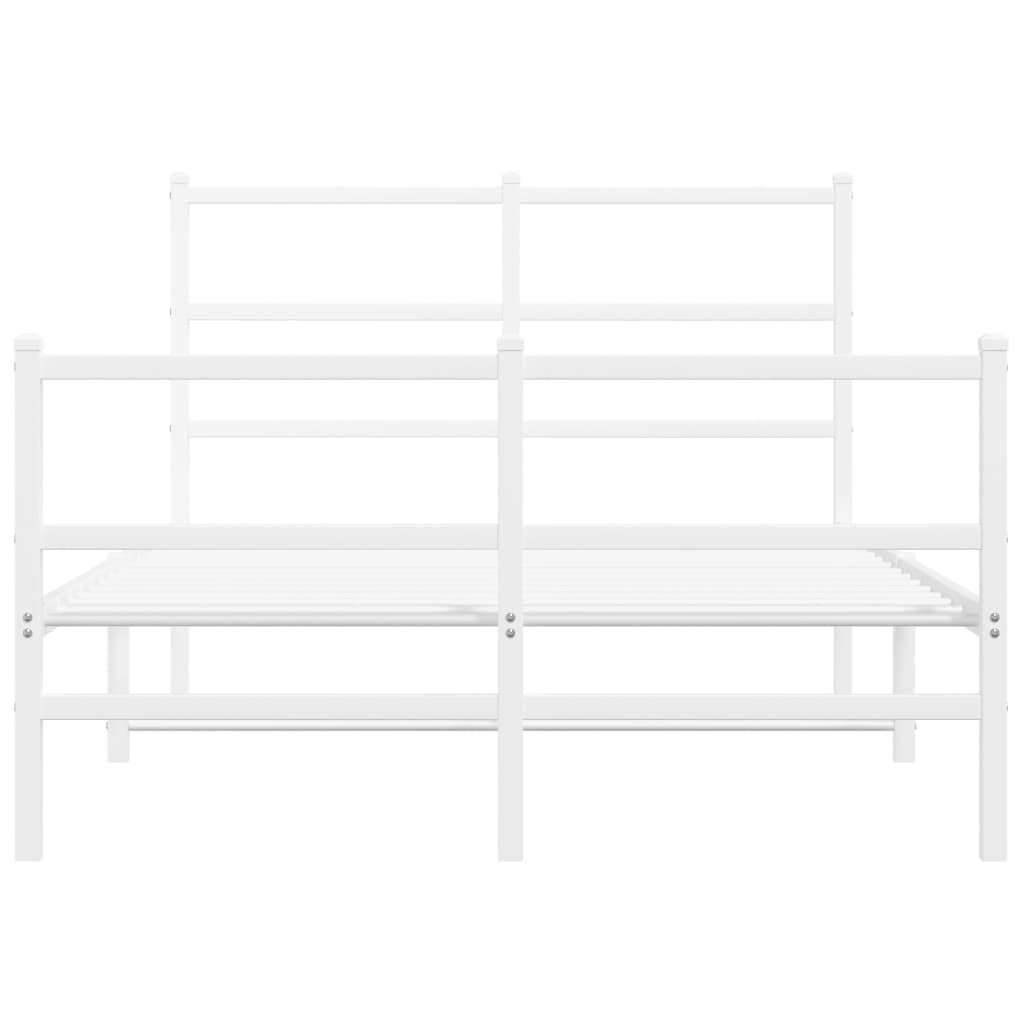 White Metal Bed Frame with Footboard 120x200cm - No Mattress