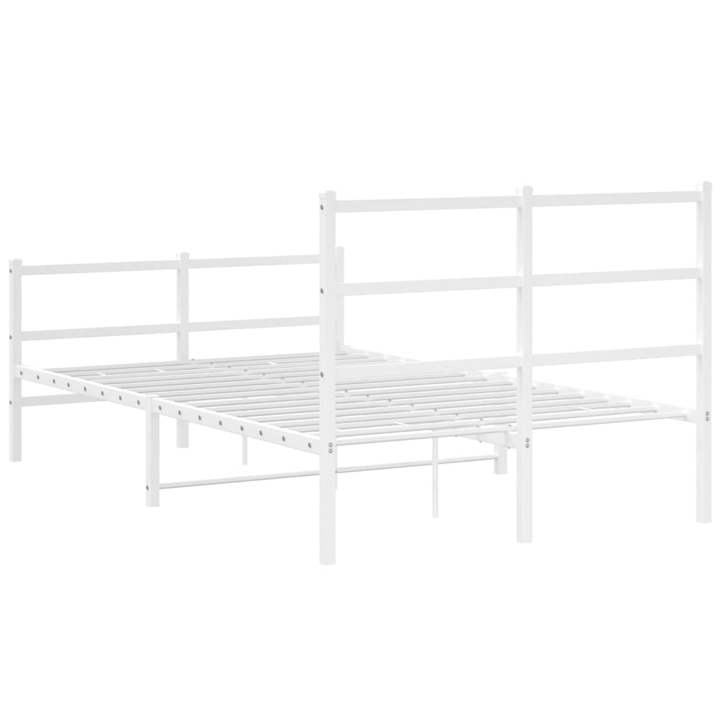 White Metal Bed Frame with Footboard 120x200cm - No Mattress