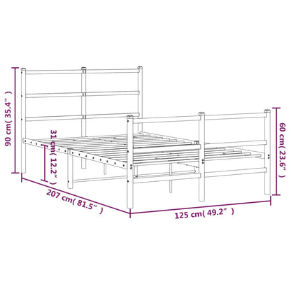 White Metal Bed Frame with Footboard 120x200cm - No Mattress