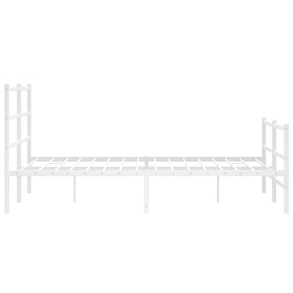 White Metal Bed Frame with Footboard - Fits 135x190cm Mattress