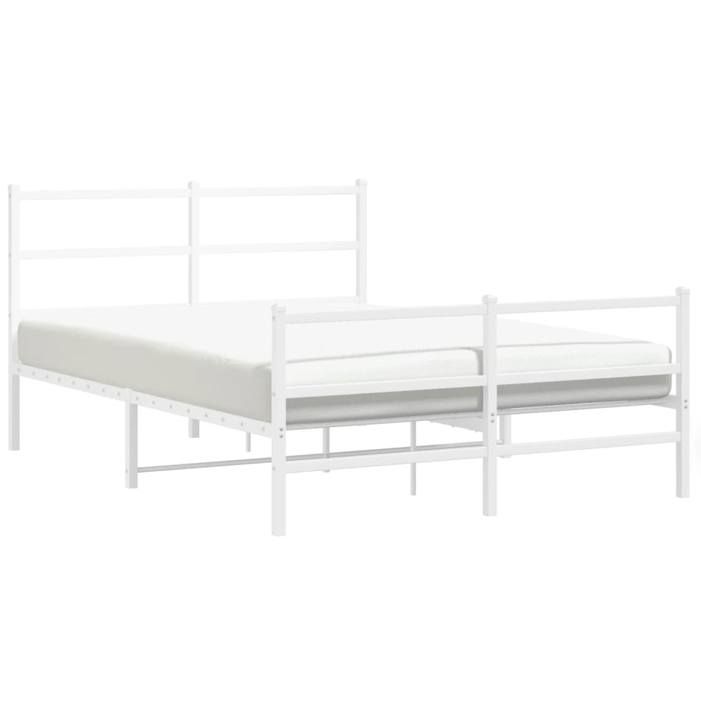 Stylish White Metal Bed Frame with Footboard - 140x200cm