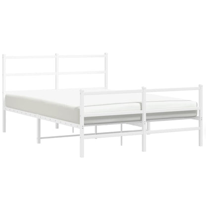 Stylish White Metal Bed Frame with Footboard - 140x200cm