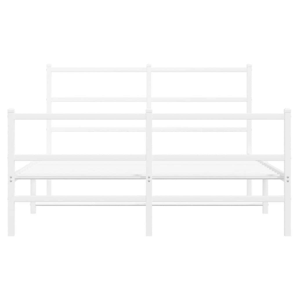 Stylish White Metal Bed Frame with Footboard - 140x200cm