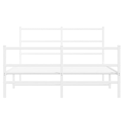 Stylish White Metal Bed Frame with Footboard - 140x200cm
