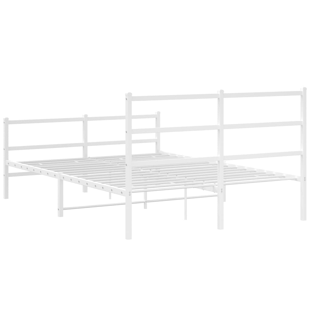 Stylish White Metal Bed Frame with Footboard - 140x200cm