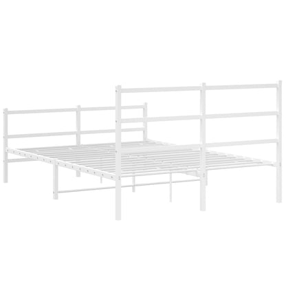 Stylish White Metal Bed Frame with Footboard - 140x200cm