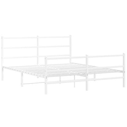 White Metal Bed Frame with Footboard - 150x200cm