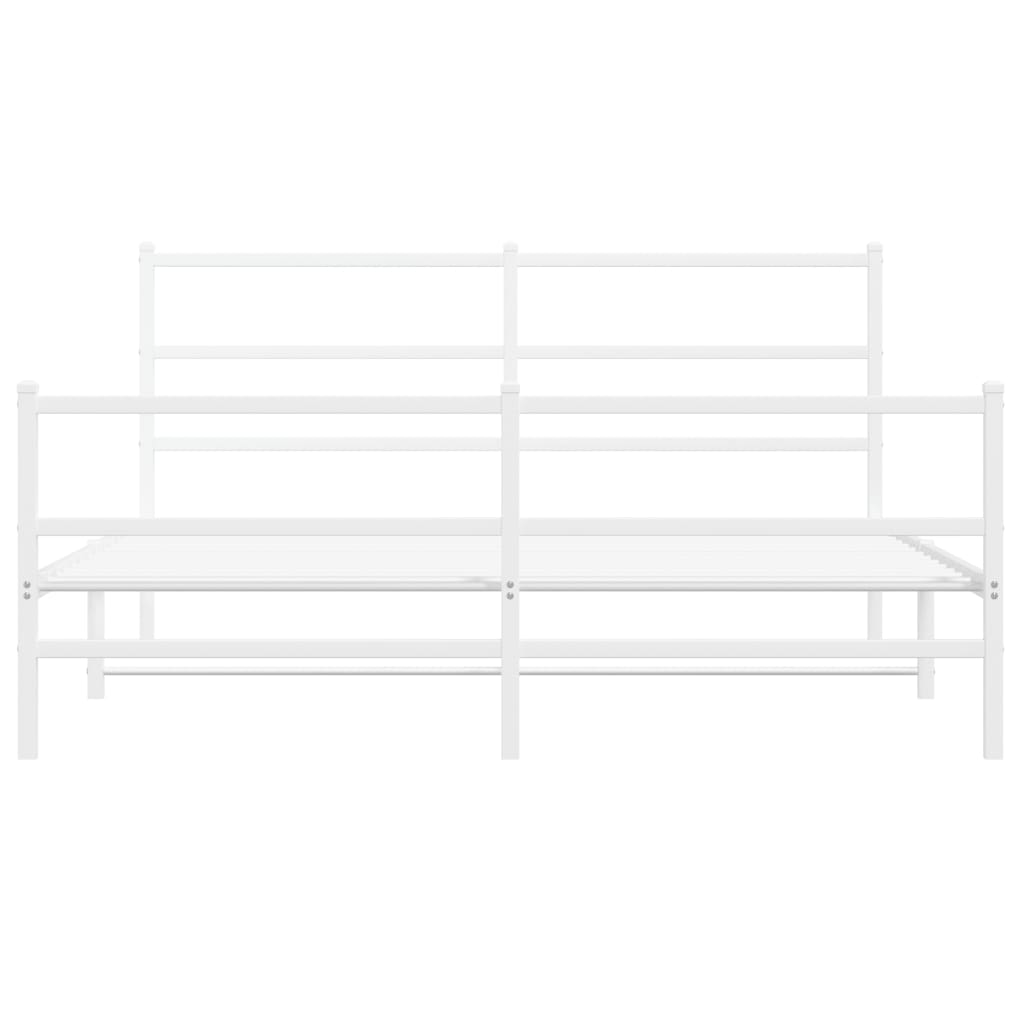 White Metal Bed Frame with Footboard - 150x200cm