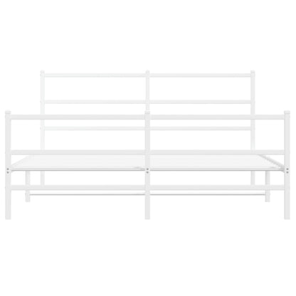 White Metal Bed Frame with Footboard - 150x200cm
