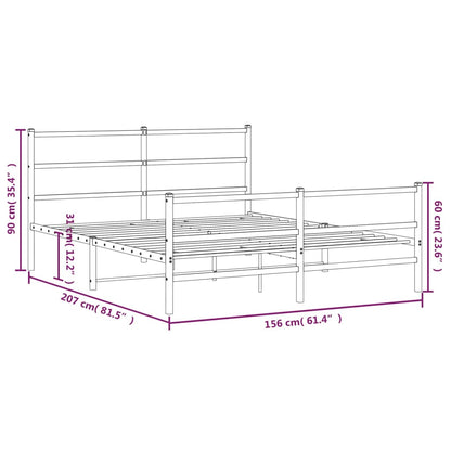 White Metal Bed Frame with Footboard - 150x200cm
