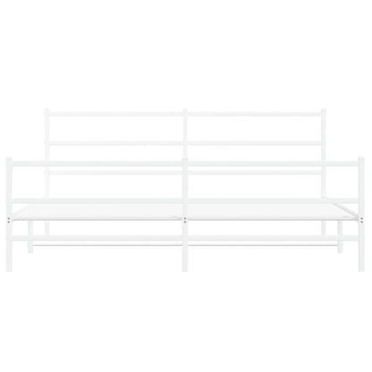 White Metal Bed Frame with Footboard, 183x213cm, No Mattress