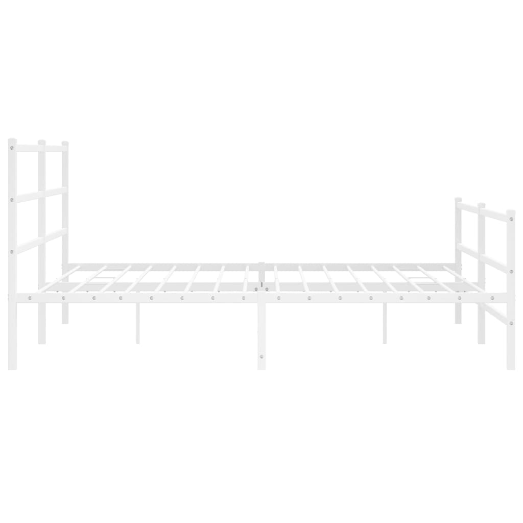 White Metal Bed Frame with Footboard, 183x213cm, No Mattress
