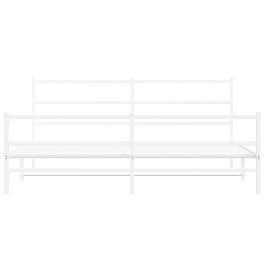 White Metal Bed Frame with Footboard - Fits King 193x203cm