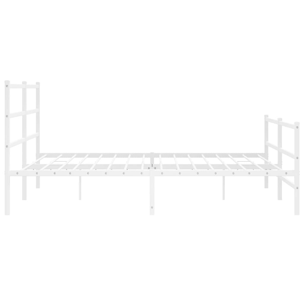 White Metal Bed Frame with Footboard, 200x200cm - No Mattress