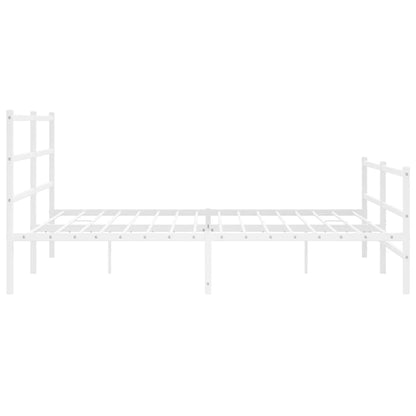 White Metal Bed Frame with Footboard, 200x200cm - No Mattress