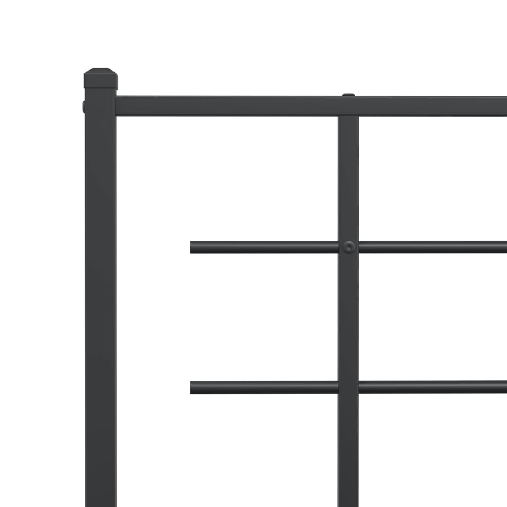 Sleek Black Metal Bed Frame with Headboard - 107x203cm
