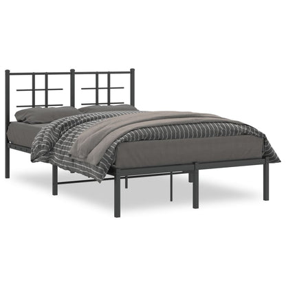 Black Metal Bed Frame with Headboard 120x190cm - No Mattress