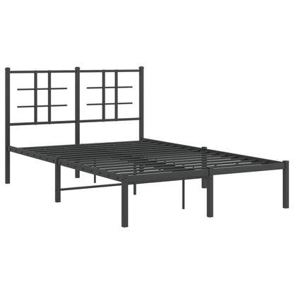 Black Metal Bed Frame with Headboard 120x190cm - No Mattress