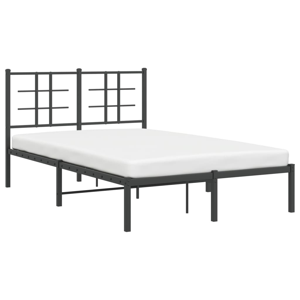 Black Metal Bed Frame with Headboard 120x190cm - No Mattress