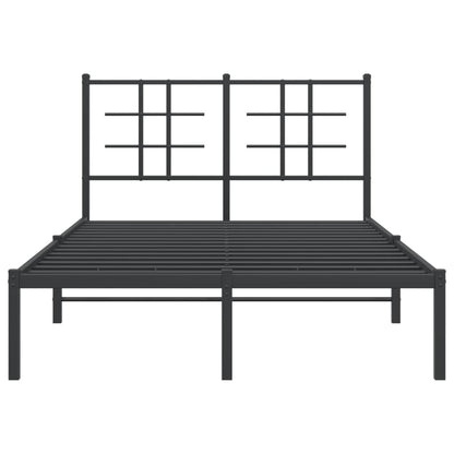 Black Metal Bed Frame with Headboard 120x190cm - No Mattress
