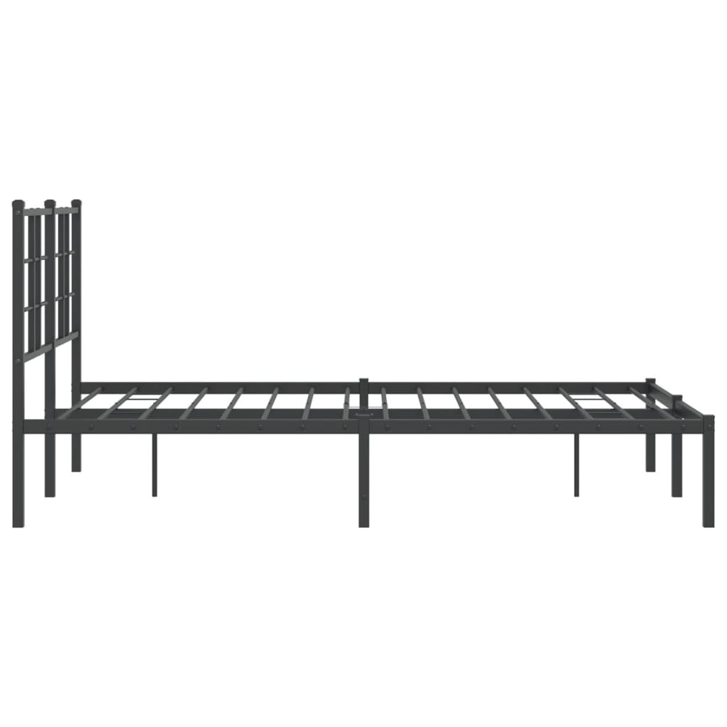Black Metal Bed Frame with Headboard 120x190cm - No Mattress