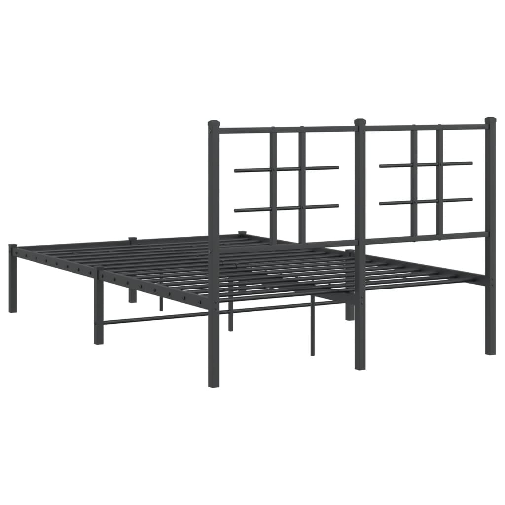 Black Metal Bed Frame with Headboard 120x190cm - No Mattress