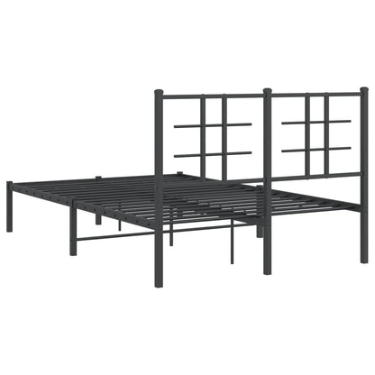 Black Metal Bed Frame with Headboard 120x190cm - No Mattress